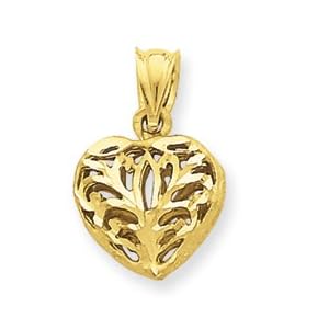 14k Fancy Heart Charm by