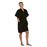 Canyon Rose Cloud 9 Plush Microfiber Women's Short Sleeve Robe, Black Sea