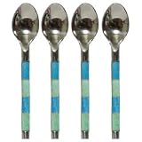 Decorative Condiment Spoon with Blue and Green Resin Handle Set of Four by Traders and Company