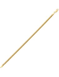 7.25" 10K Yellow Gold 3.40mm (1/8") Flat Wheat Chain Ladies Fancy Bracelet w/ Lobster Clasp