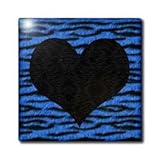 IMAGE OF Punk Rockabilly Blue Tiger Animal Print Black Heart - 8 Inch Ceramic Tile