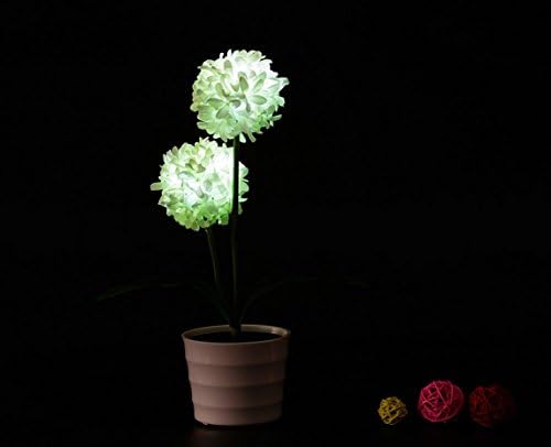 JulyFire Solar Powered LED Night Lamp, Waterproof Decor Plant, Potted Plant, Hydrangea Artificial Flower Light for Home Decoration, Backyard, Coffee Shop, Garden, Baby's Room, Wedding (White)