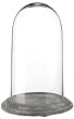 Glass Bell Jar Cloche Terrarium with Grey Aged Terra Cotta Base