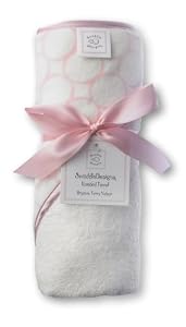 SwaddleDesigns Organic Hooded Towel - Pastel Pink Mod Circles on Ivory
