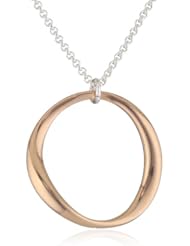 1AR by UnoAerre Fine Silver and 18KT Rose Gold Plated Open Circle Necklace