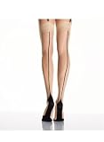 Lycra Thigh High Nylon Stocking With Contrast Cuban Heel And Back Seam