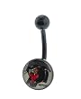 Genuine Ed Hardy Anodized Black Belly Ring - Black Panther Logo in 10mm - 14 Gauge - 5mm Ball - Sold Individually