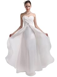 A-line Strapless Ruched Organza Wedding Dress 