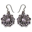 Dangle Earrings in Sterling Silverr & Amethyst Gemstone Hand Engraved Indian Style 1.5 inches (erg037)