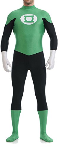 Seeksmile Unisex Green and Black Lantern Spandex Hoodless Morph Catsuit (Large, Green)