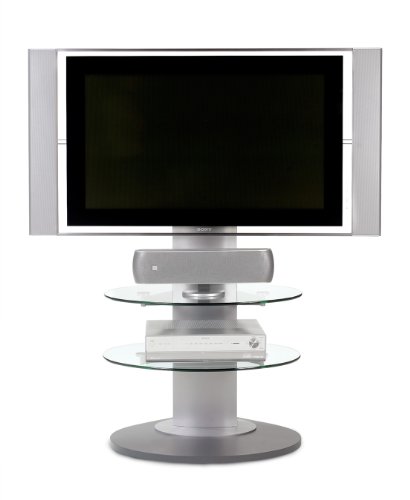 BDI Vista 9960, Flat Panel TV Stand with Glass Shelves - Silver On Sale