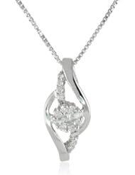 Sterling Silver and Diamond Cluster Pendant Necklace (1/5 cttw, H-I color, I1-I2 Clarity), 18"