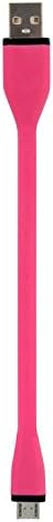 POLOBANDS Bendy &amp; Durable Short Micro USB Charging Cable - Perfect for Android Phones, External Battery Chargers, Power Banks &amp; Portable Power Packs - 6 Inch - Pink
