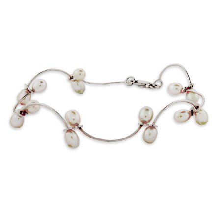 Vine of White Freshwater Silver Bracelet