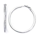 Sterling Silver Cubic Zirconia 50MM Eternity Channel Set CZ Hoop Earrings