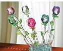 SET OF 6 SPRING BOUQUET GLASS FLOWERS