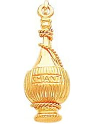 14K yellow Gold Chianti Bottle Charm Wine Pendant