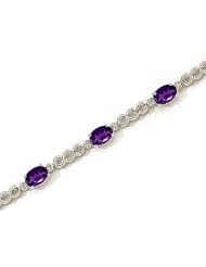 14kt Yellow Gold Oval Amethyst and Diamond Bracelet