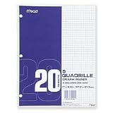 Mead : Graph Paper, 3HP, Quad Ruled, 20 Sh/PK, 8-1/2"x11",White -:- Sold as 2 Packs of - 1 - / - Total of 2 Each