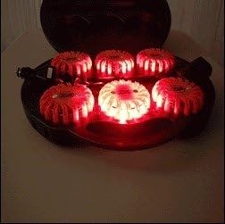 6 PACK RED RECHARGABLE WATERPROOF LED MAGNET SAFETY FLARE with 9 OPERATING MODES + FREE CHARGERS AND TRAVEL CASE AND LED FLASHLIGHT SET!
