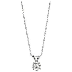 10k Choice of White or Yellow Gold Round Diamond Solitaire Pendant (1/10 ct, J-K Color, I2-I3 Clarity)