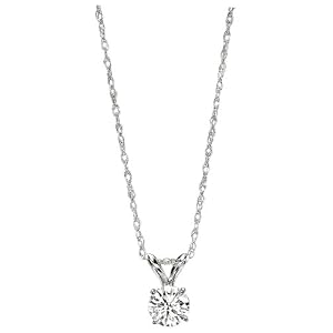 14k White Gold Round Diamond Solitaire Pendant (1/4 ct, H-I Color, SI2-I1 Clarity)