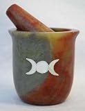 Mortar & Pestle Stone Triple Moon Pearl Inlay