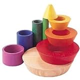 Plan Toys Colorful Cone Sorting Building Blocks for Toddlers