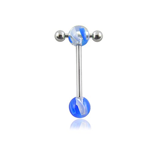 316L Surgical Steel Barbell with UV Pyrex Glass Look Ball Tragus Bar Jewelry