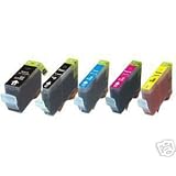 5-Pack Non-OEM Ink w/ Chip for Canon PGI-5BK CLI-8 Compatible Pixma MP500 MP530 MP600 MP800 iP4200 iP4300 iP4500 iP5200 iP5200