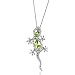Peridot & Created White Sapphire Lizard Pendant/Necklcae with 18" Chain in Sterling Silver