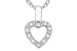Childrens Diamond 14K White Gold Heart Pendant w/Chain