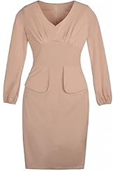 V-neck Pleated Lace  Puff Sleeves Bandage Dress/Bodycon Dress  With Ruffles