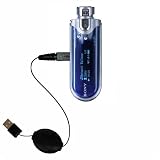 Einziehbares USB Kabel f�r Sony Walkman NW-E407 mit Hot Sync und aufladen Einsatzm�glichkeiten  von Gomadic mit TipExchange Technology