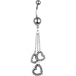 Grey Faux Pearl Hollow Heart Chain Drop Belly Ring