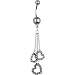 Grey Faux Pearl Hollow Heart Chain Drop Belly Ring