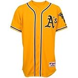 MLB Men's Oakland Athletics Six Button Authentic Alternate Jersey (Gold) (Gold, 52/XX-Large)