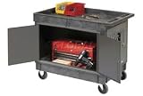 Enclosed 2 Tray Shelf Cart With 5 Inch Rubber Casters