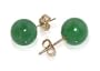 14 KT Yellow Gold 8mm Green Jade Stud 14k Post Earrings