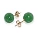 14 KT Yellow Gold 8mm Green Jade Stud 14k Post Earrings