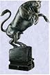 Iron virile Bull Market Statue marble base sculpture