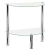 Crystal Clear and Chrome 2-Tier Half Moon Side End Coffee Table
