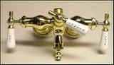 Polished Brass Add-on Shower Set for Clawfoot Tub - Diverter Faucet, Riser, and Shower Rod