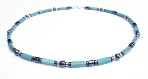 Damali Healing Energy Power Necklaces - MN9- Wisdom Chakra Spiritual Balance Healing Necklace w/Blue Green Turquoise and Hematite
