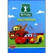 Disney Cars 1st Birthday Invitations Card 8ct