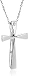 Sterling Silver Cubic Zirconia Accent Cross Pendant, 18