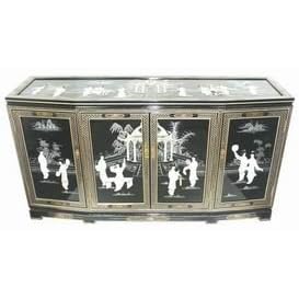 Asian Furniture and D�cor - 60 Fine Chinese Black Lacquer Slant Front Buffet Cabinet... by ORIENTAL FURNITURE