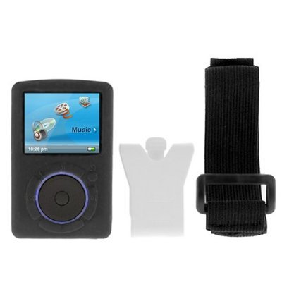 Durable Flexible Soft Black Silicone Skin Case with Belt Clip and Armband for...