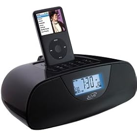 iLive Dual Alarm Clock Radio with iPod Dock - Black (IC308B)