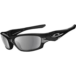 Oakley Straight Jacket Men's Asian Fit Polarized Sports Wear Sunglasses w/ Free B&F Heart Sticker Bundle - Polished Black/Light Grey